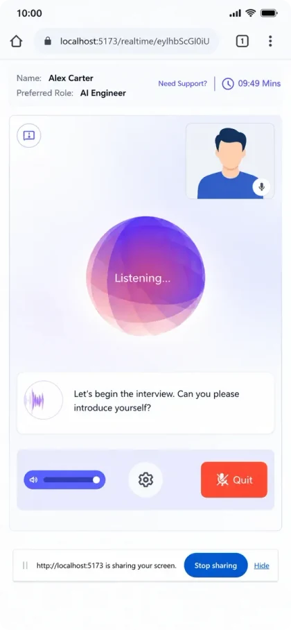 Candidate taking an AI voice interview on a phone